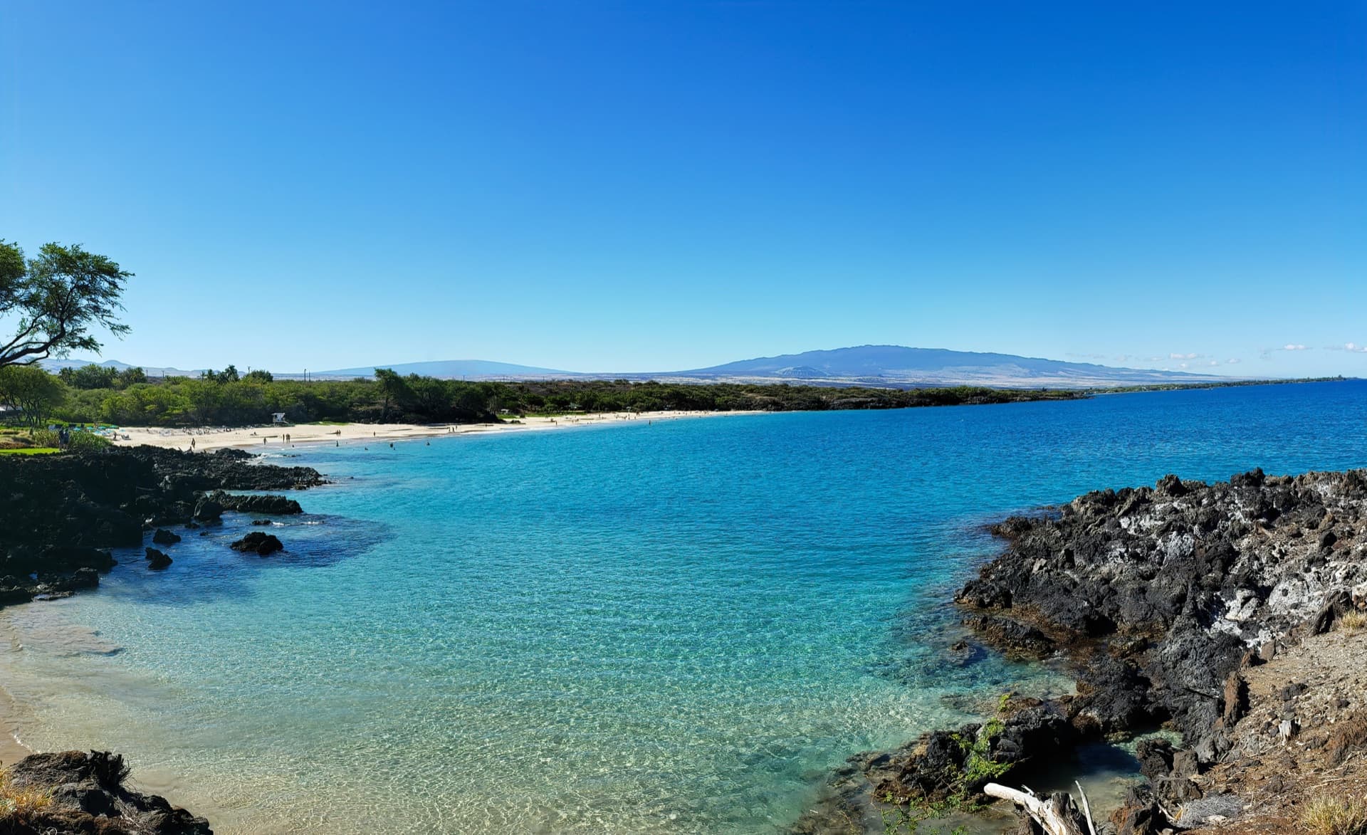 White sand and turquoise water at Hapuna Beach