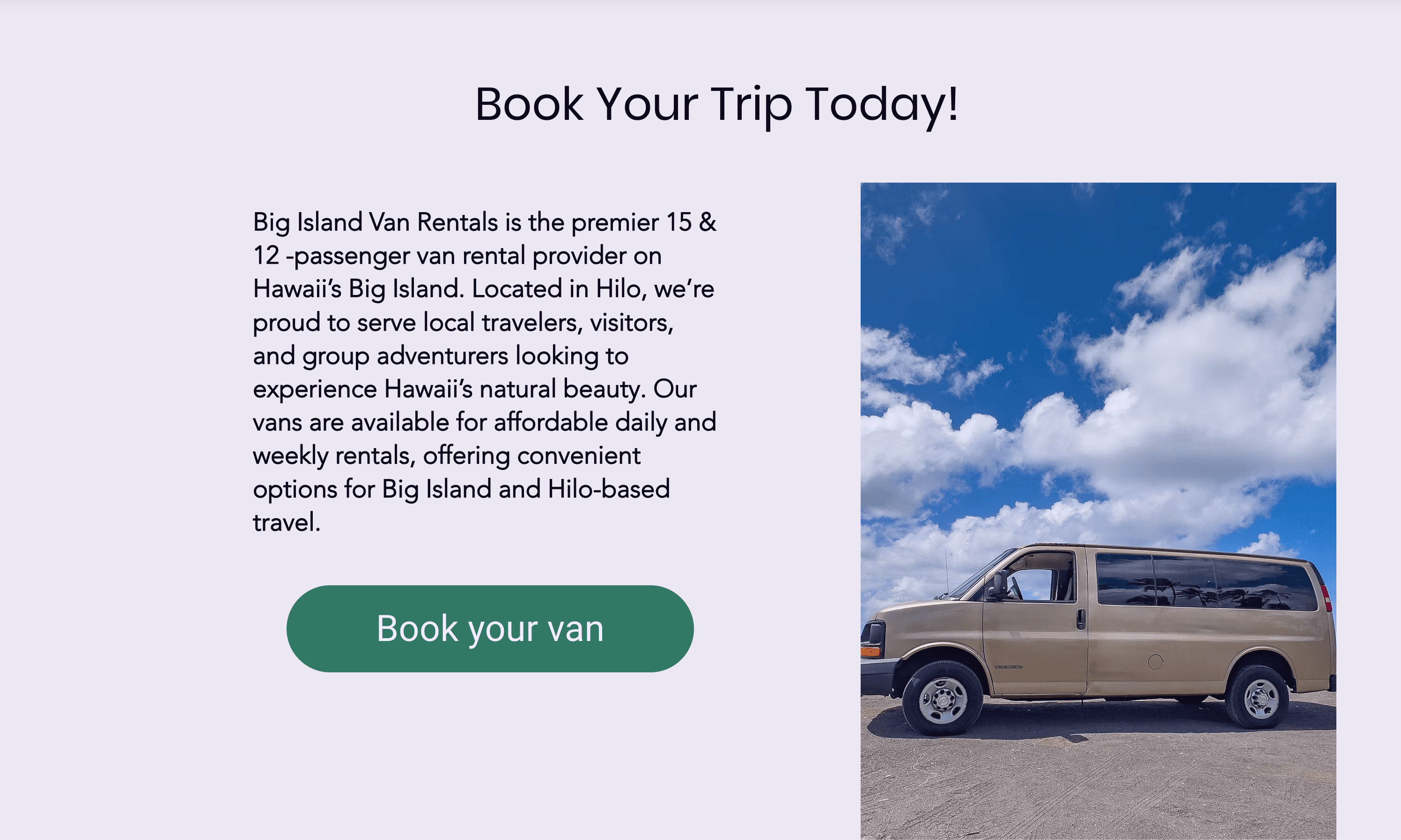 Side view of a BIVR 15-passenger van.